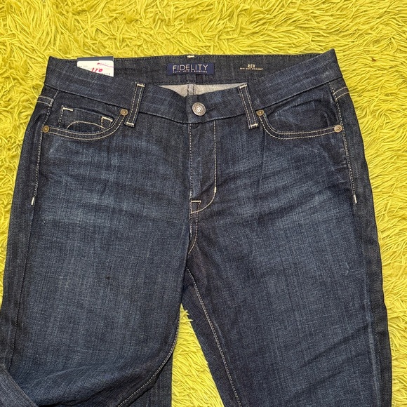 Fidelity Denim Dark Blue Mid Rise Straight Jeans NWT - Picture 6 of 7